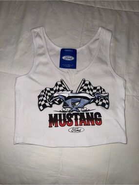Ford White Mustang Crop Top